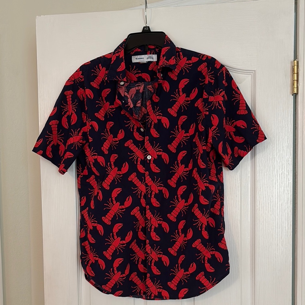 Old Navy Blue and Red Casual Button Down Shirt